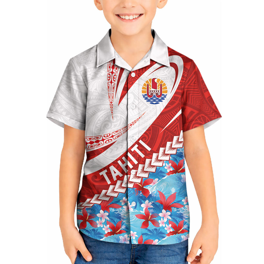 Personalized Tahiti Surfing 2026 Kid Hawaiian Shirt Marquesan Tattoo-Sporty Style LT03 Kid Multicolor - Polynesian Pride