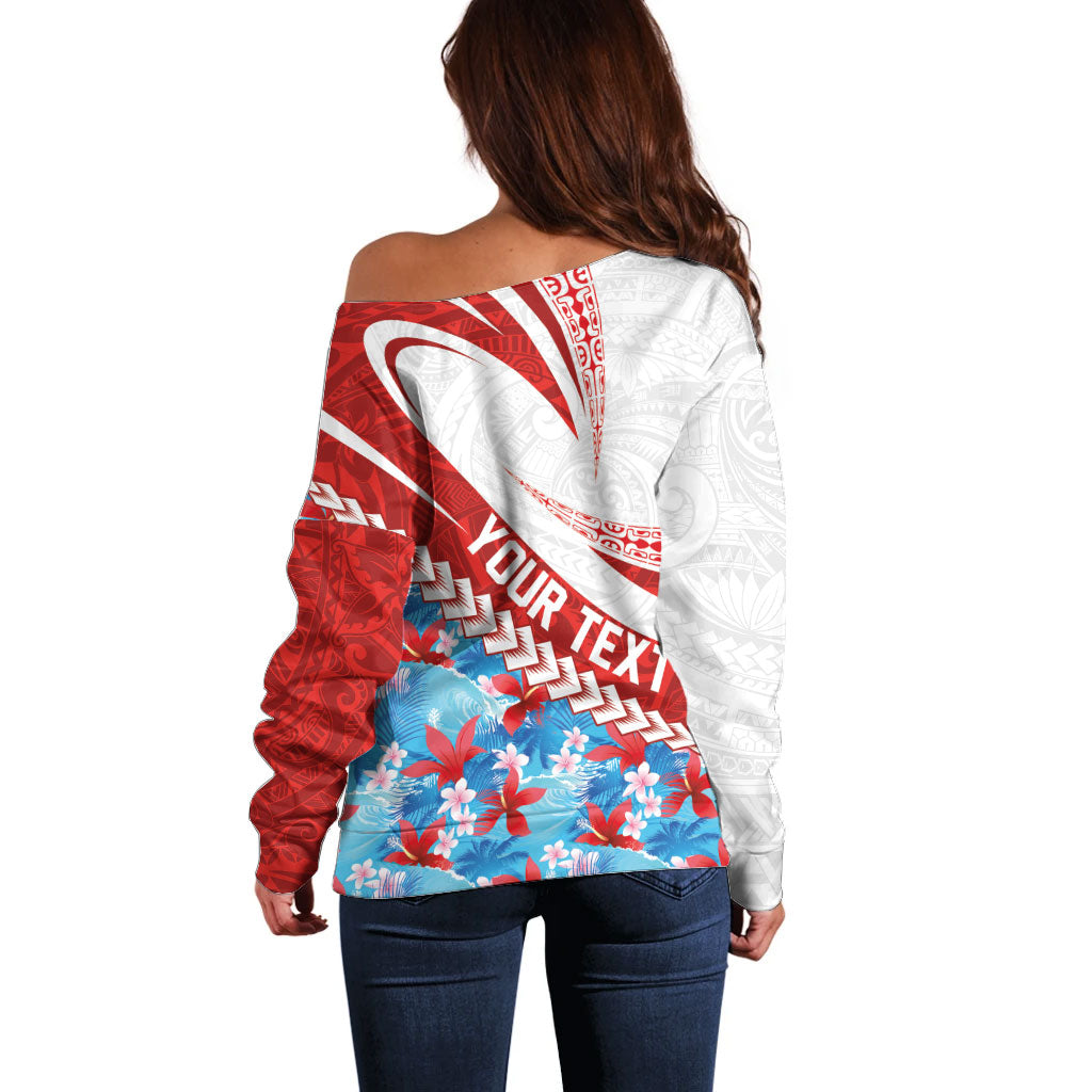 Personalized Tahiti Surfing 2026 Off Shoulder Sweater Marquesan Tattoo-Sporty Style LT03 - Polynesian Pride