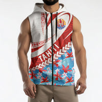 Personalized Tahiti Surfing 2026 Sleeveless Zip Hoodie Marquesan Tattoo-Sporty Style LT03 - Polynesian Pride
