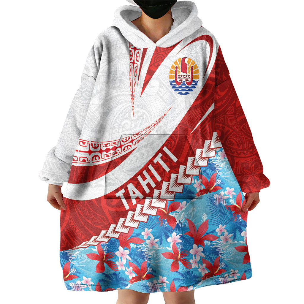 Personalized Tahiti Surfing 2026 Wearable Blanket Hoodie Marquesan Tattoo-Sporty Style LT03 - Polynesian Pride