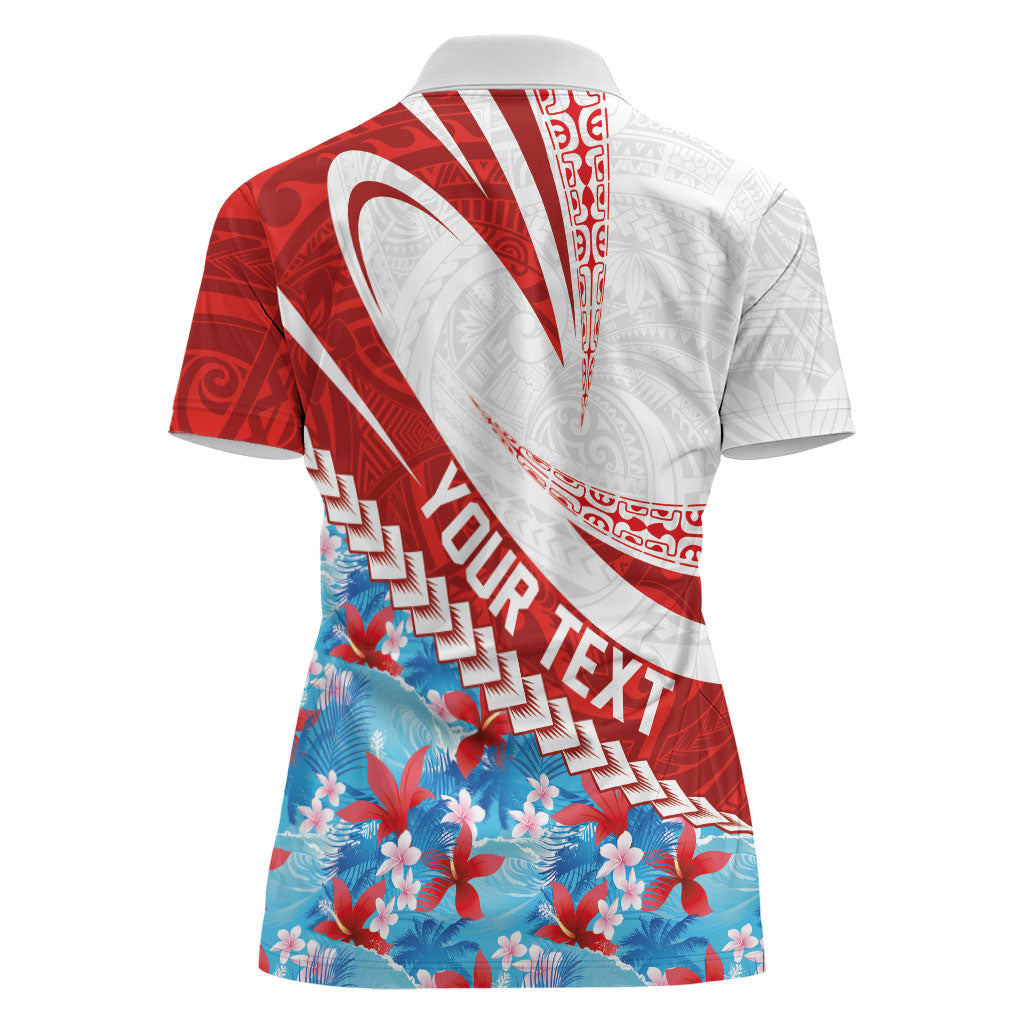 Personalized Tahiti Surfing 2026 Women Polo Shirt Marquesan Tattoo-Sporty Style LT03 - Polynesian Pride