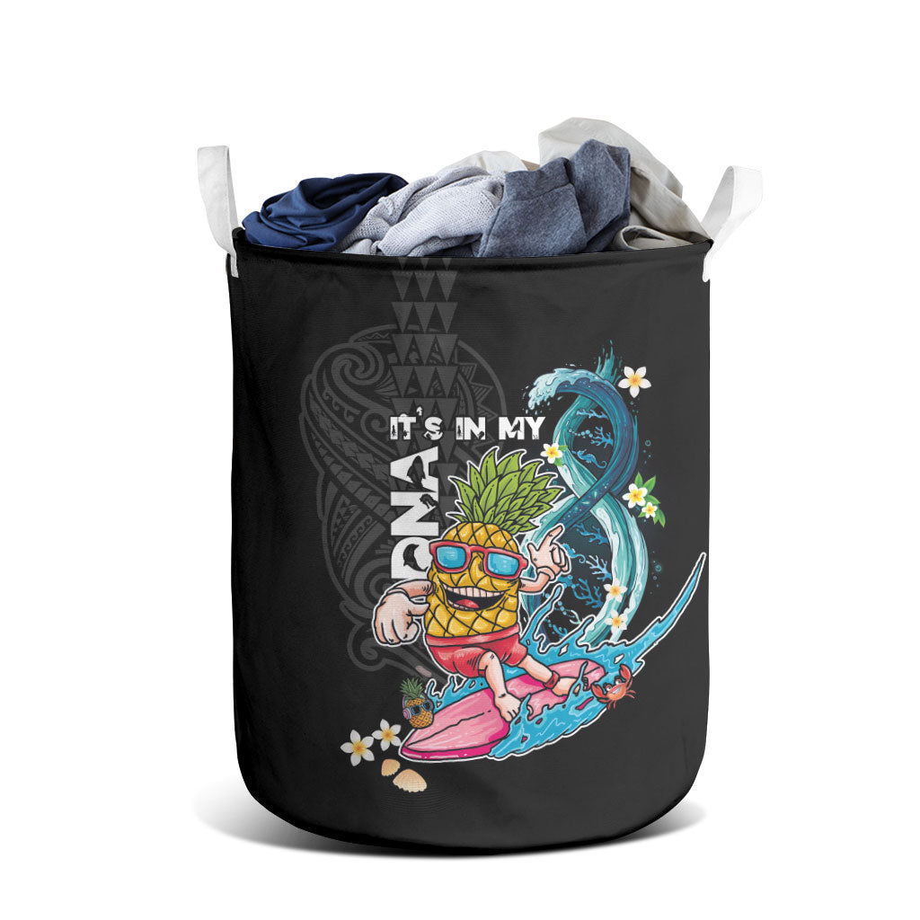 Hawaii Pineapple Surfing Laundry Basket It's in My DNA - Kakau and Polynesian Pattern LT03 - Polynesian Pride