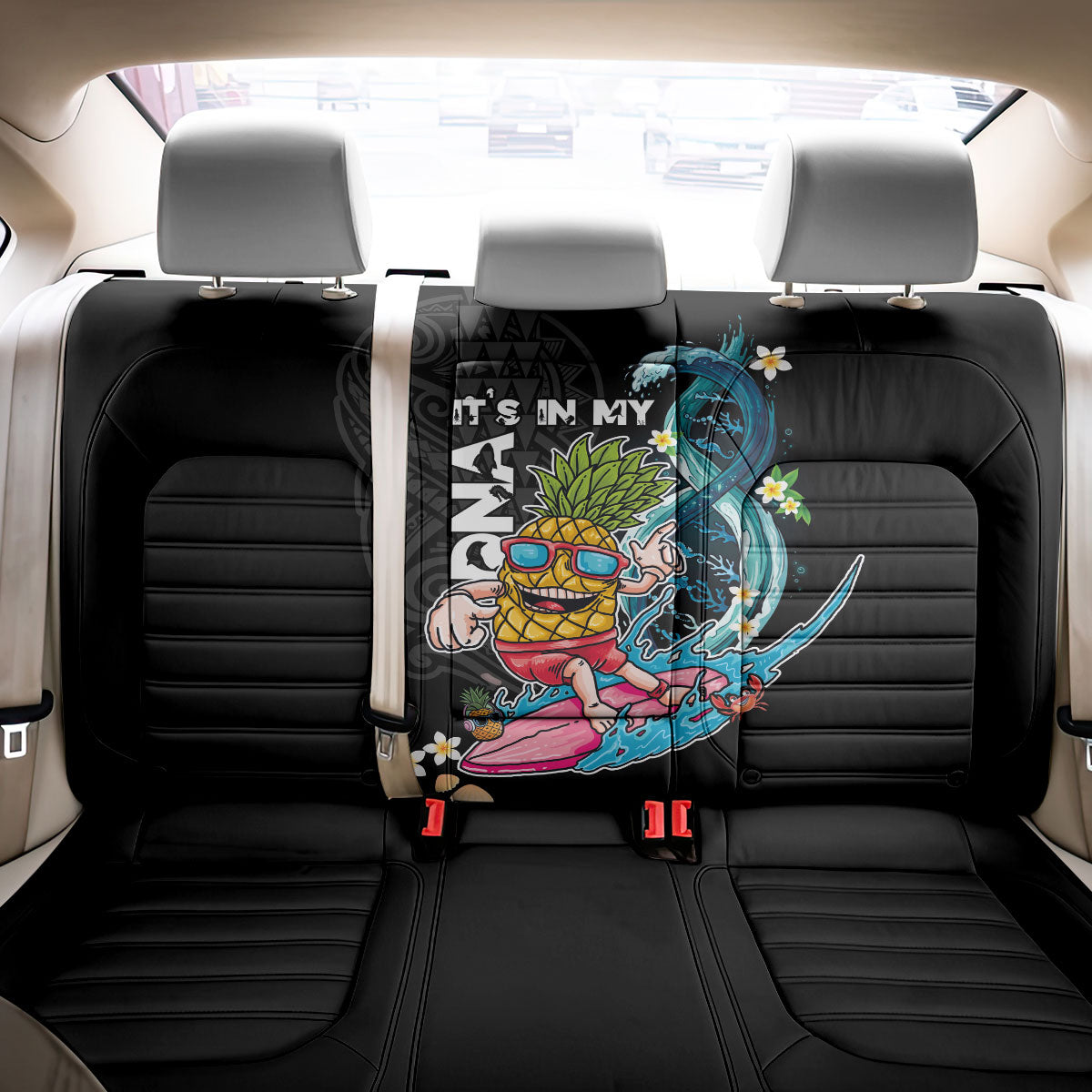 Hawaii Pineapple Surfing Back Car Seat Cover It's in My DNA - Kakau and Polynesian Pattern LT03 - Polynesian Pride
