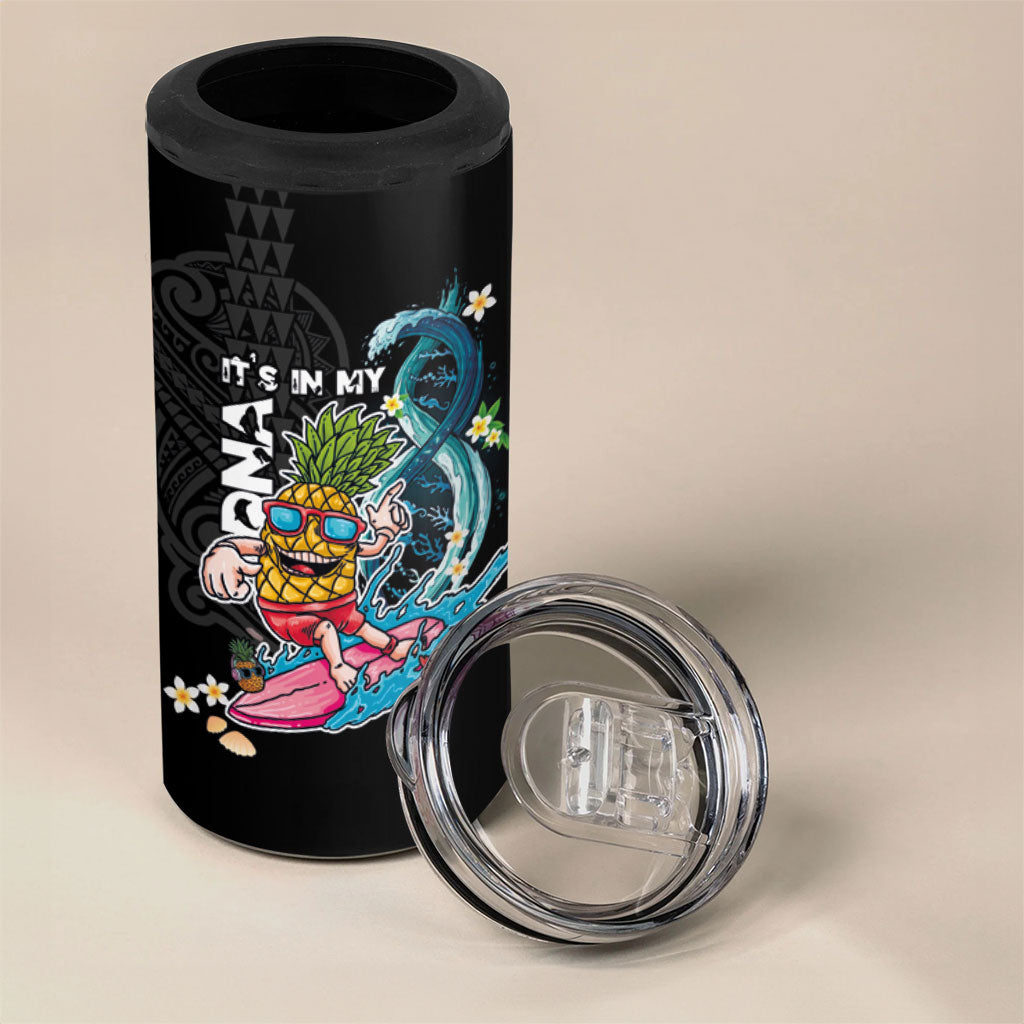 Hawaii Pineapple Surfing 4 in 1 Can Cooler Tumbler It's in My DNA - Kakau and Polynesian Pattern LT03 - Polynesian Pride