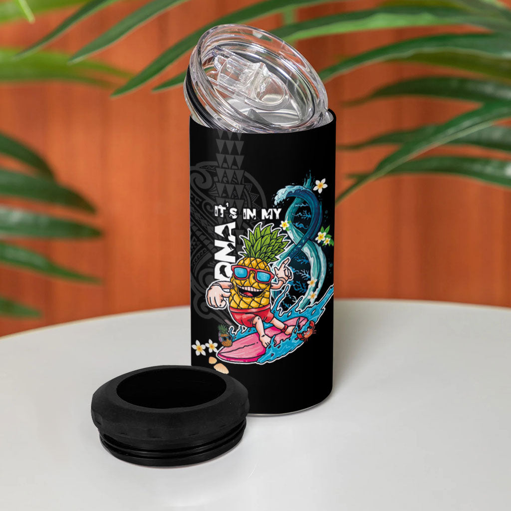 Hawaii Pineapple Surfing 4 in 1 Can Cooler Tumbler It's in My DNA - Kakau and Polynesian Pattern LT03 - Polynesian Pride