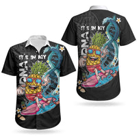 Hawaii Pineapple Surfing Couples Matching Off Shoulder Short Dress and Hawaiian Shirt It's in My DNA - Kakau and Polynesian Pattern LT03 - Polynesian Pride