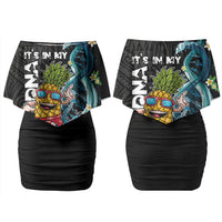 Hawaii Pineapple Surfing Couples Matching Off Shoulder Short Dress and Long Sleeve Button Shirt It's in My DNA - Kakau and Polynesian Pattern LT03 - Polynesian Pride
