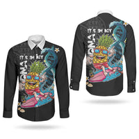Hawaii Pineapple Surfing Couples Matching Short Sleeve Bodycon Dress and Long Sleeve Button Shirt It's in My DNA - Kakau and Polynesian Pattern LT03 - Polynesian Pride
