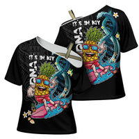 Hawaii Pineapple Surfing Cross Shoulder Shirt It's in My DNA - Kakau and Polynesian Pattern LT03 - Polynesian Pride