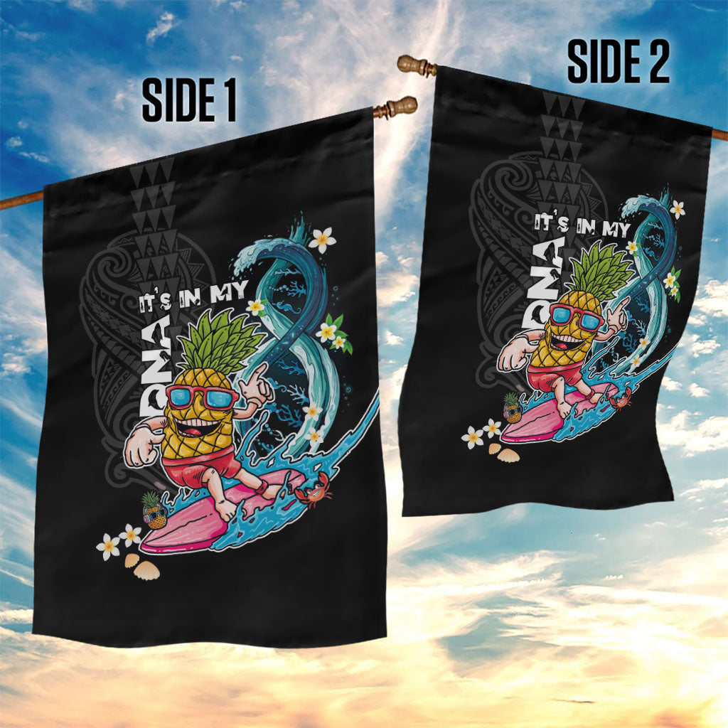 Hawaii Pineapple Surfing Garden Flag It's in My DNA - Kakau and Polynesian Pattern LT03 - Polynesian Pride