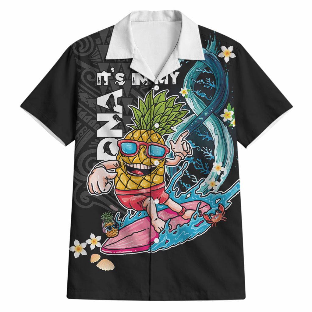 Hawaii Pineapple Surfing Hawaiian Shirt It's in My DNA - Kakau and Polynesian Pattern LT03 Black - Polynesian Pride