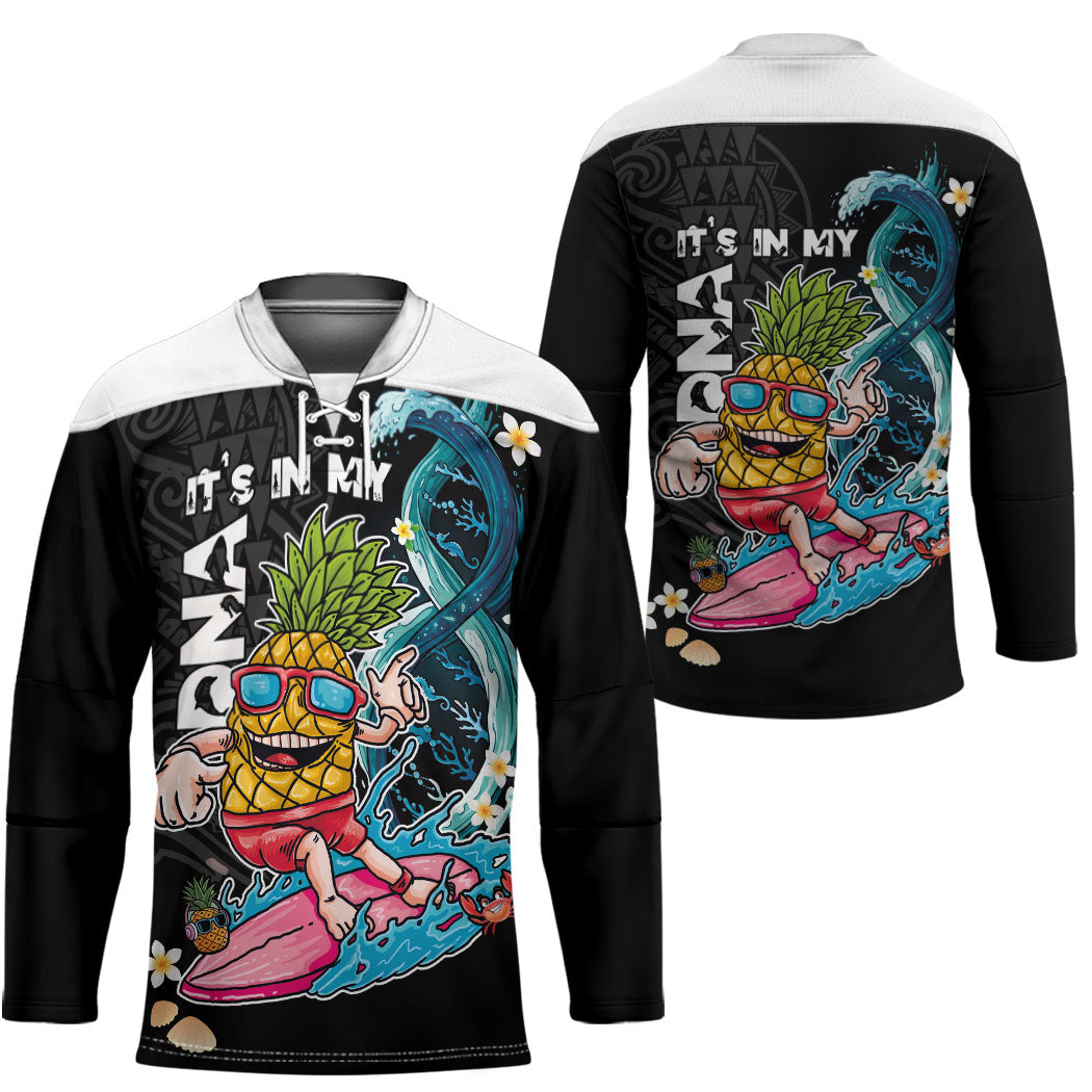 Hawaii Pineapple Surfing Hockey Jersey It's in My DNA - Kakau and Polynesian Pattern LT03 - Polynesian Pride