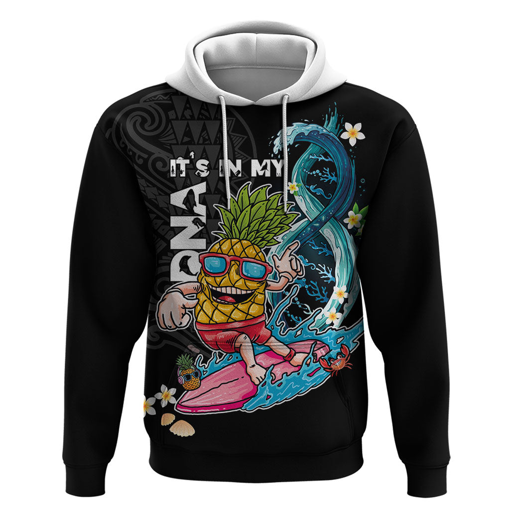 Hawaii Pineapple Surfing Hoodie It's in My DNA - Kakau and Polynesian Pattern LT03 Pullover Hoodie Black - Polynesian Pride
