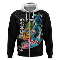 Hawaii Pineapple Surfing Hoodie It's in My DNA - Kakau and Polynesian Pattern LT03 Zip Hoodie Black - Polynesian Pride