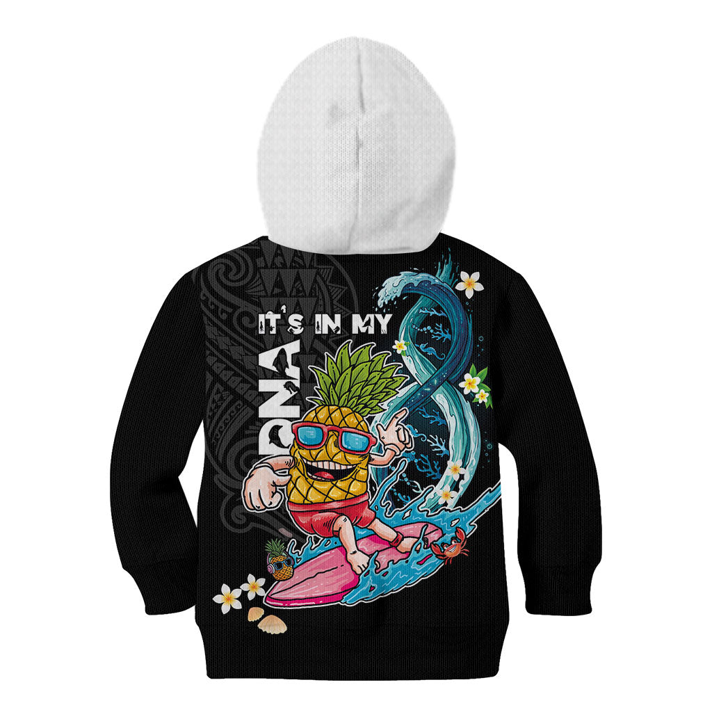 Hawaii Pineapple Surfing Kid Hoodie It's in My DNA - Kakau and Polynesian Pattern LT03 - Polynesian Pride