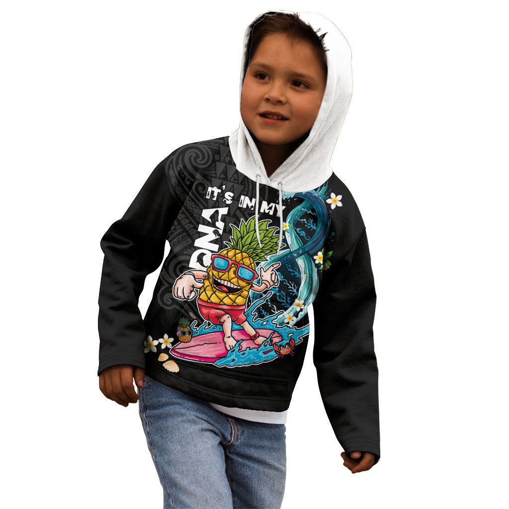 Hawaii Pineapple Surfing Kid Hoodie It's in My DNA - Kakau and Polynesian Pattern LT03 - Polynesian Pride