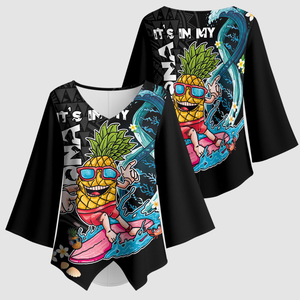 Hawaii Pineapple Surfing Kimono Sleeve Blouse It's in My DNA - Kakau and Polynesian Pattern LT03 - Polynesian Pride