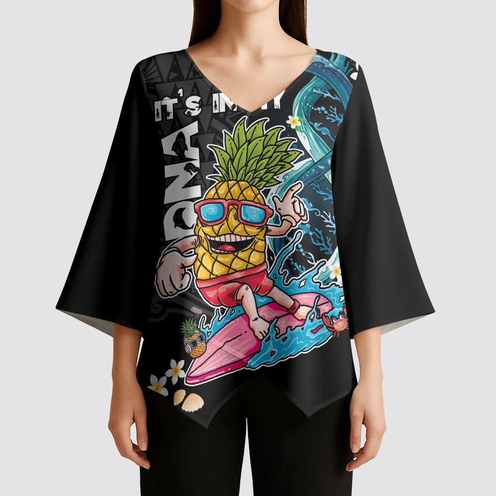 Hawaii Pineapple Surfing Kimono Sleeve Blouse It's in My DNA - Kakau and Polynesian Pattern LT03 - Polynesian Pride