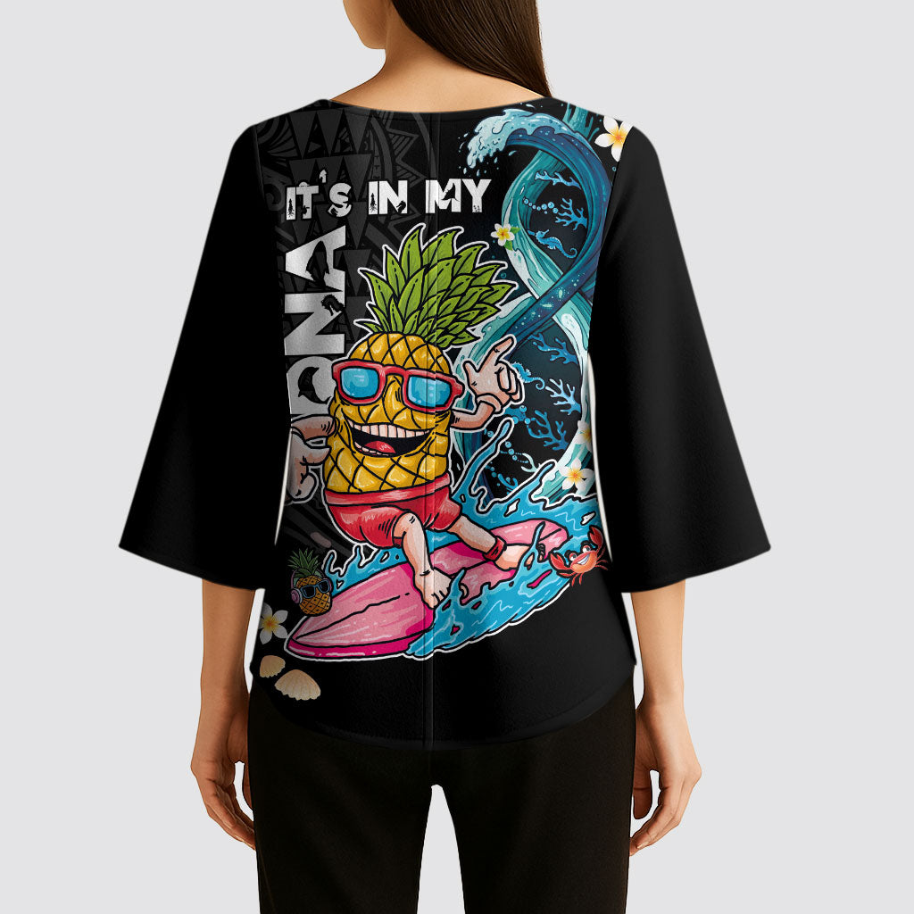 Hawaii Pineapple Surfing Kimono Sleeve Blouse It's in My DNA - Kakau and Polynesian Pattern LT03 - Polynesian Pride