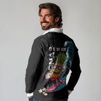 Hawaii Pineapple Surfing Long Sleeve Polo Shirt It's in My DNA - Kakau and Polynesian Pattern LT03 - Polynesian Pride