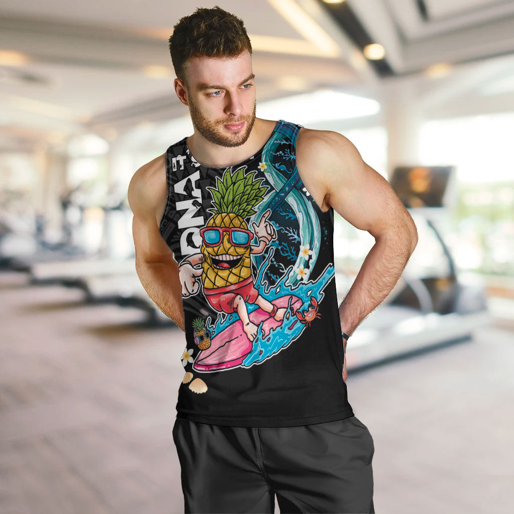 Hawaii Pineapple Surfing Men Tank Top It's in My DNA - Kakau and Polynesian Pattern LT03 Black - Polynesian Pride