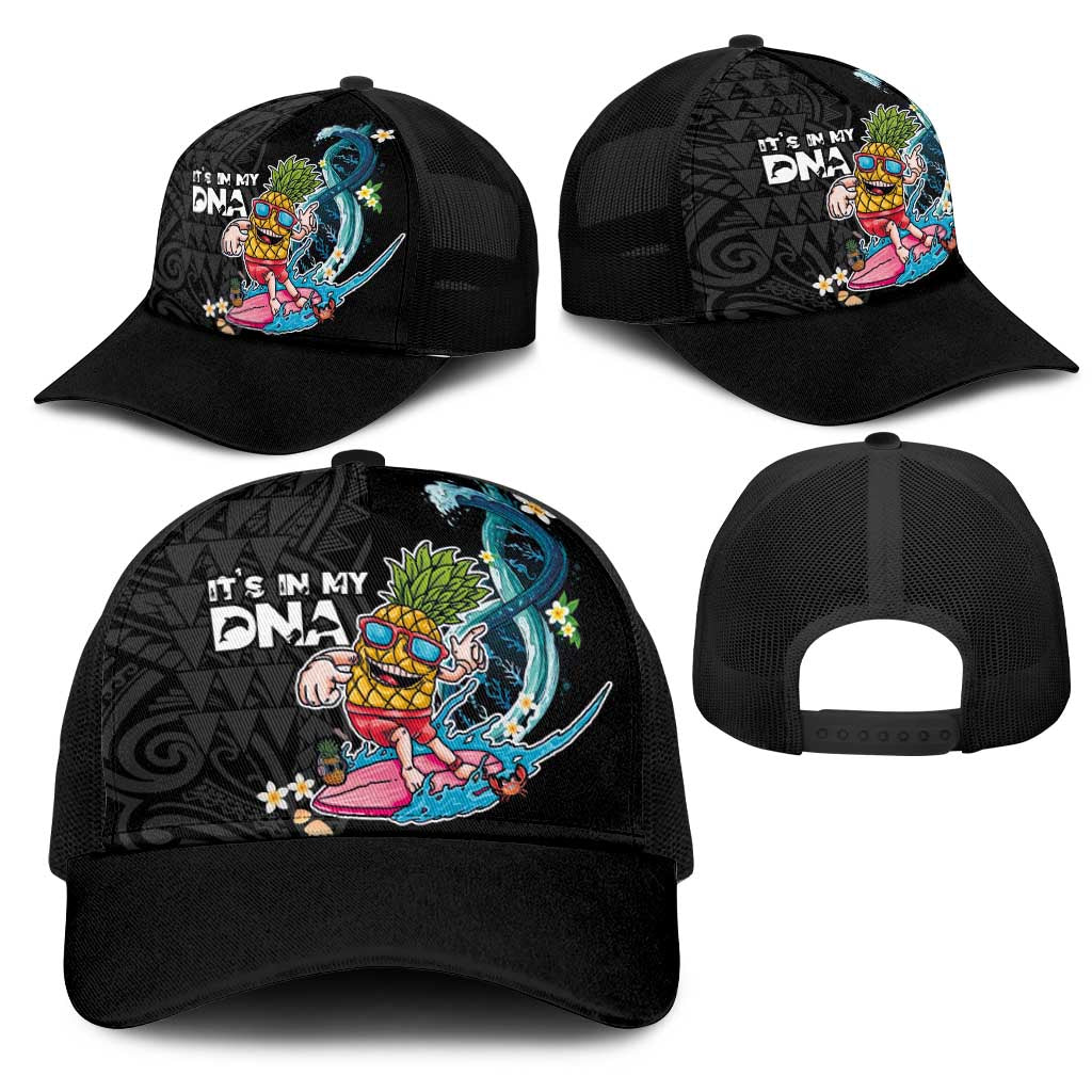 Hawaiian Pineapple Surfing Mesh Trucker Cap It's in My DNA - Kakau and Polynesian Pattern LT03 - Polynesian Pride