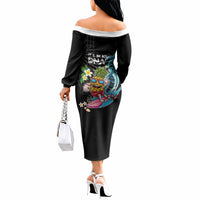Hawaii Pineapple Surfing Off The Shoulder Long Sleeve Dress It's in My DNA - Kakau and Polynesian Pattern LT03 - Polynesian Pride