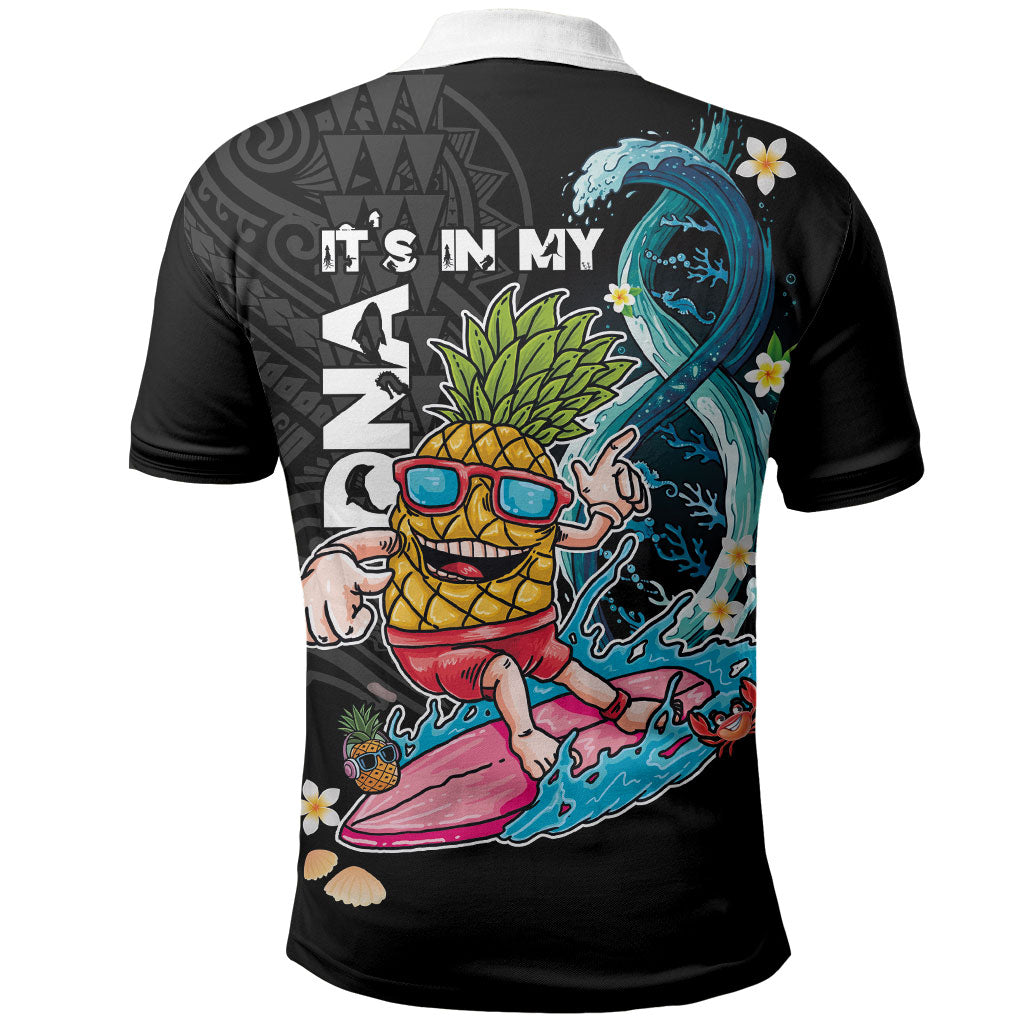 Hawaii Pineapple Surfing Polo Shirt It's in My DNA - Kakau and Polynesian Pattern LT03 - Polynesian Pride