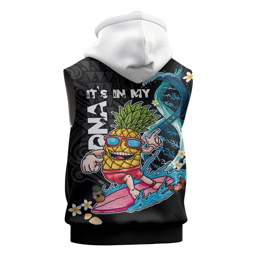 Hawaii Pineapple Surfing Sleeveless Hoodie It's in My DNA - Kakau and Polynesian Pattern LT03 - Polynesian Pride