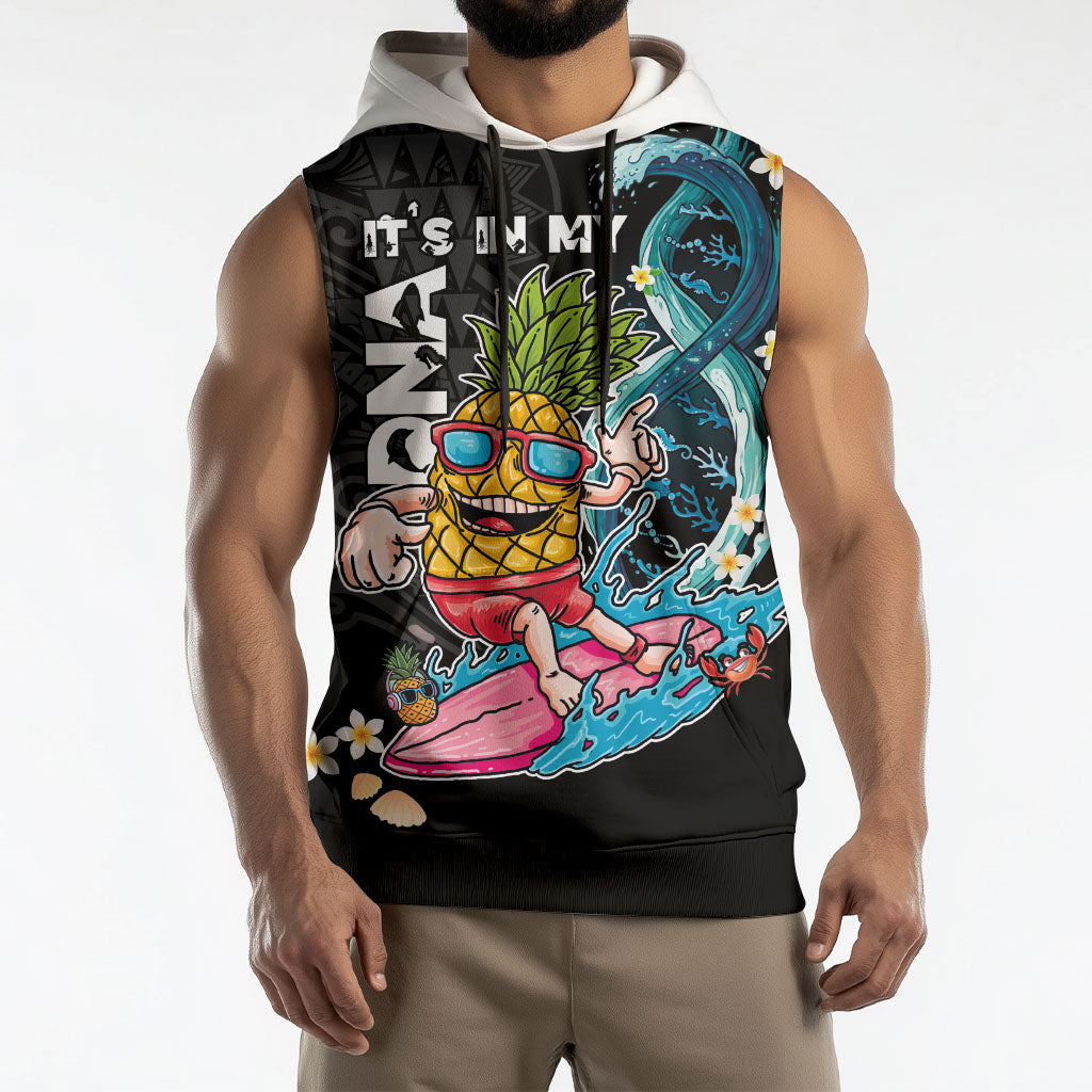 Hawaii Pineapple Surfing Sleeveless Hoodie It's in My DNA - Kakau and Polynesian Pattern LT03 - Polynesian Pride