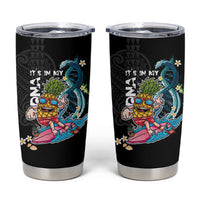 Hawaii Pineapple Surfing Tumbler Cup It's in My DNA - Kakau and Polynesian Pattern LT03 Black - Polynesian Pride