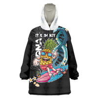 Hawaii Pineapple Surfing Wearable Blanket Hoodie It's in My DNA - Kakau and Polynesian Pattern LT03 One Size Black - Polynesian Pride