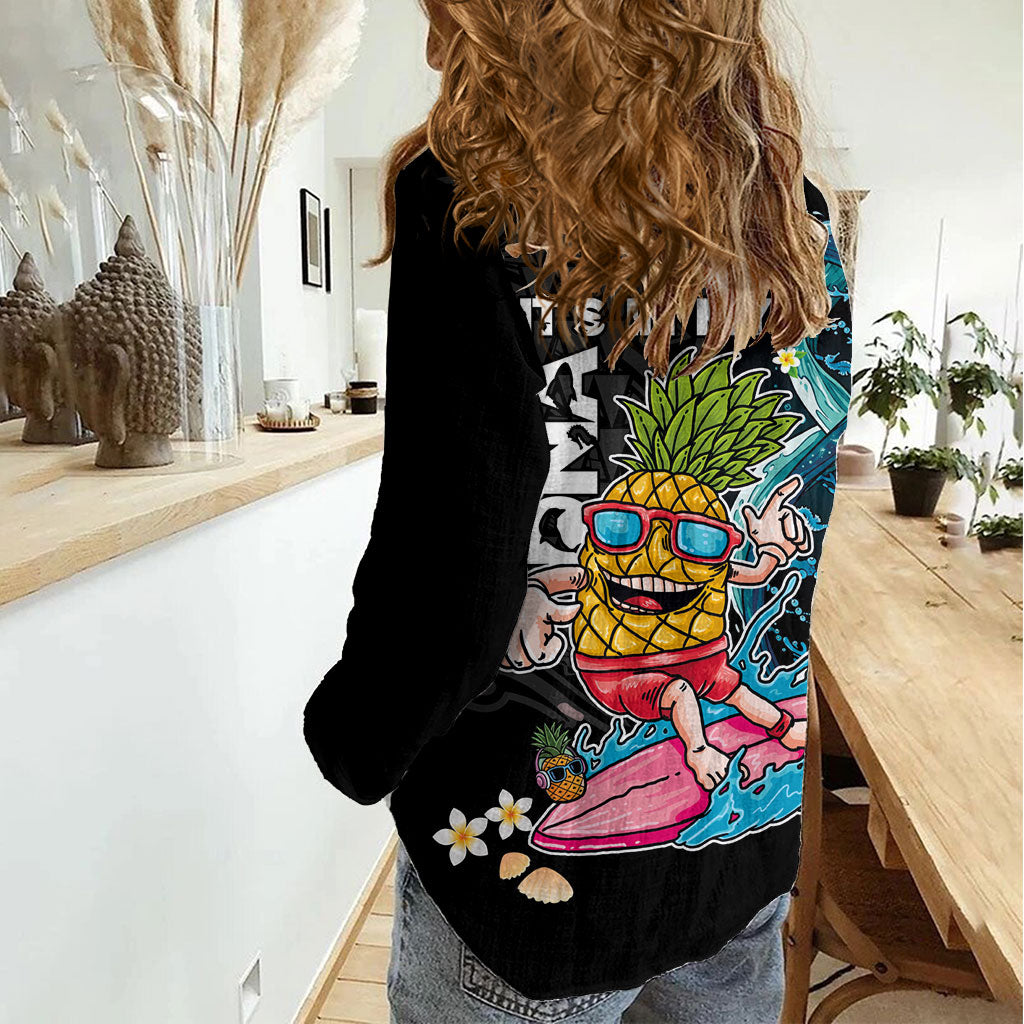 Hawaii Pineapple Surfing Women Casual Shirt It's in My DNA - Kakau and Polynesian Pattern LT03 - Polynesian Pride