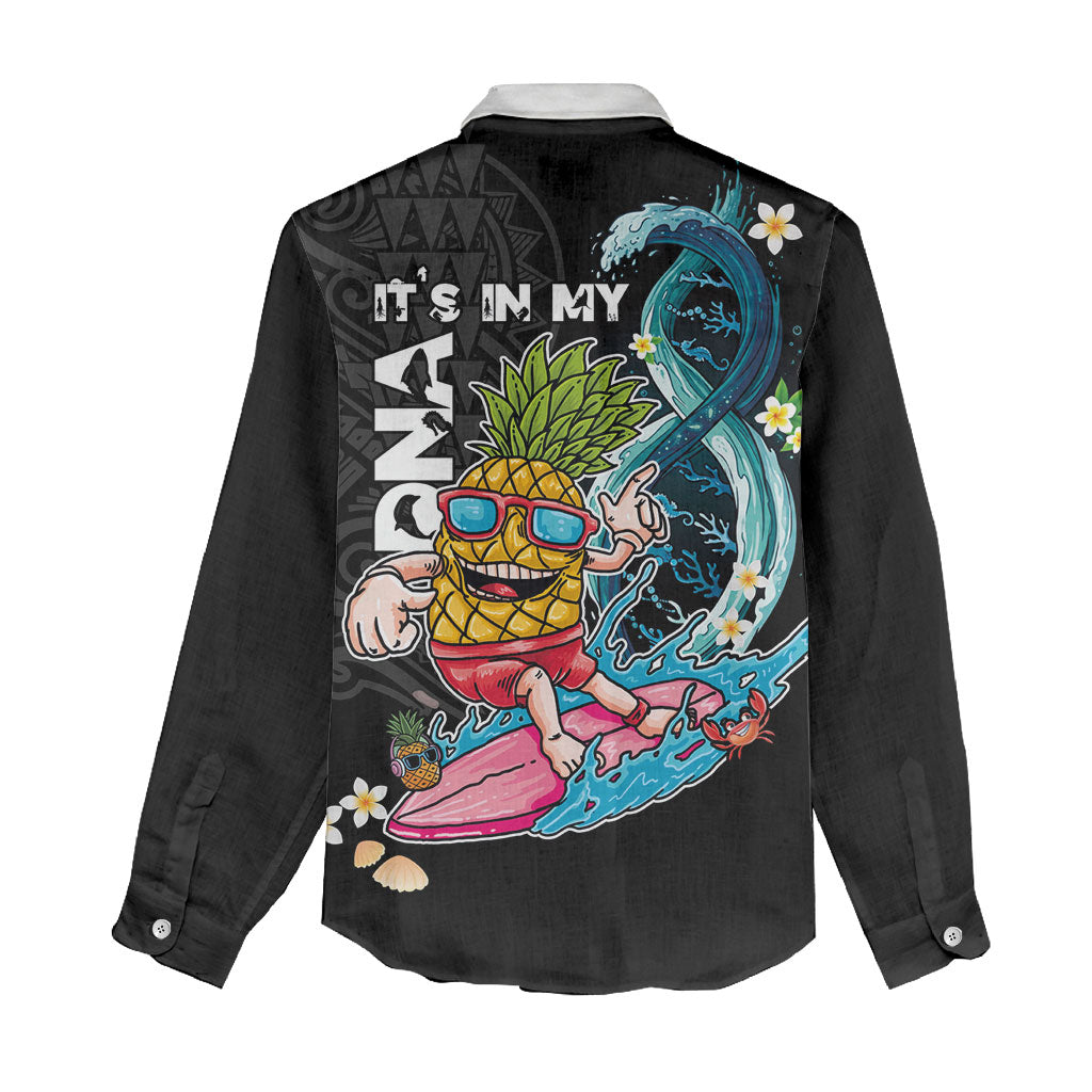 Hawaii Pineapple Surfing Women Casual Shirt It's in My DNA - Kakau and Polynesian Pattern LT03 - Polynesian Pride