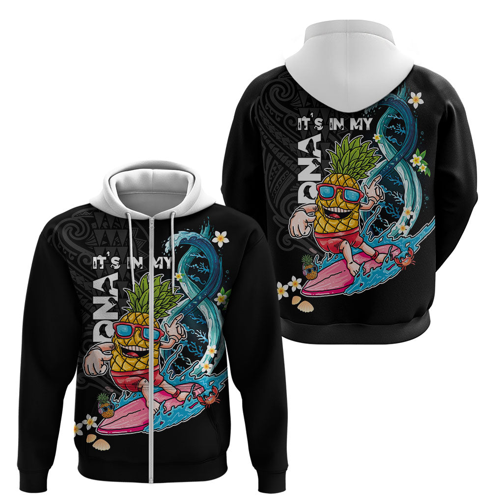 Hawaii Pineapple Surfing Zip Hoodie It's in My DNA - Kakau and Polynesian Pattern LT03 - Polynesian Pride