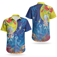 Palau Couples Matching Off Shoulder Maxi Dress and Hawaiian Shirt Jellyfish with Coral Reefs Ocean Vibe and Tapa Pattern LT03 - Polynesian Pride