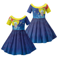 Palau Family Matching Short Sleeve Bodycon Dress and Hawaiian Shirt Jellyfish with Coral Reefs Ocean Vibe and Tapa Pattern LT03 Daughter's Dress Blue - Polynesian Pride