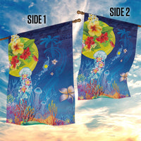 Palau Garden Flag Jellyfish with Coral Reefs Ocean Vibe and Tapa Pattern LT03 - Polynesian Pride