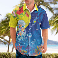 Palau Hawaiian Shirt Jellyfish with Coral Reefs Ocean Vibe and Tapa Pattern LT03 - Polynesian Pride