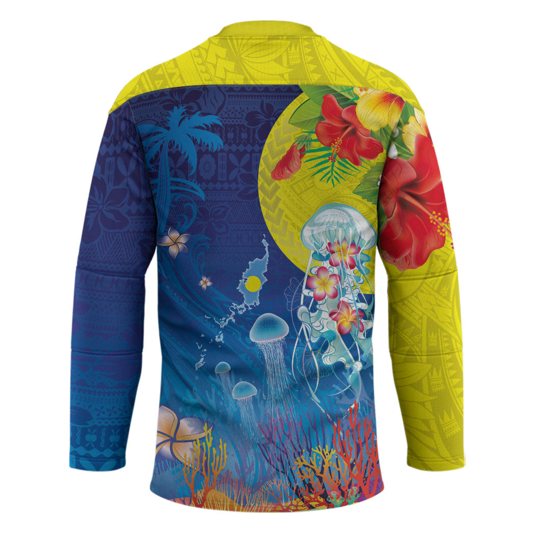 Palau Hockey Jersey Jellyfish with Coral Reefs Ocean Vibe and Tapa Pattern LT03 - Polynesian Pride