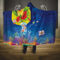 Palau Hooded Blanket Jellyfish with Coral Reefs Ocean Vibe and Tapa Pattern LT03 - Polynesian Pride