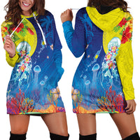 Palau Hoodie Dress Jellyfish with Coral Reefs Ocean Vibe and Tapa Pattern LT03 - Polynesian Pride
