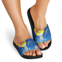 Palau Slide Sandals Jellyfish with Coral Reefs Ocean Vibe and Tapa Pattern LT03 - Polynesian Pride