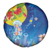 Palau Spare Tire Cover Jellyfish with Coral Reefs Ocean Vibe and Tapa Pattern LT03 - Polynesian Pride