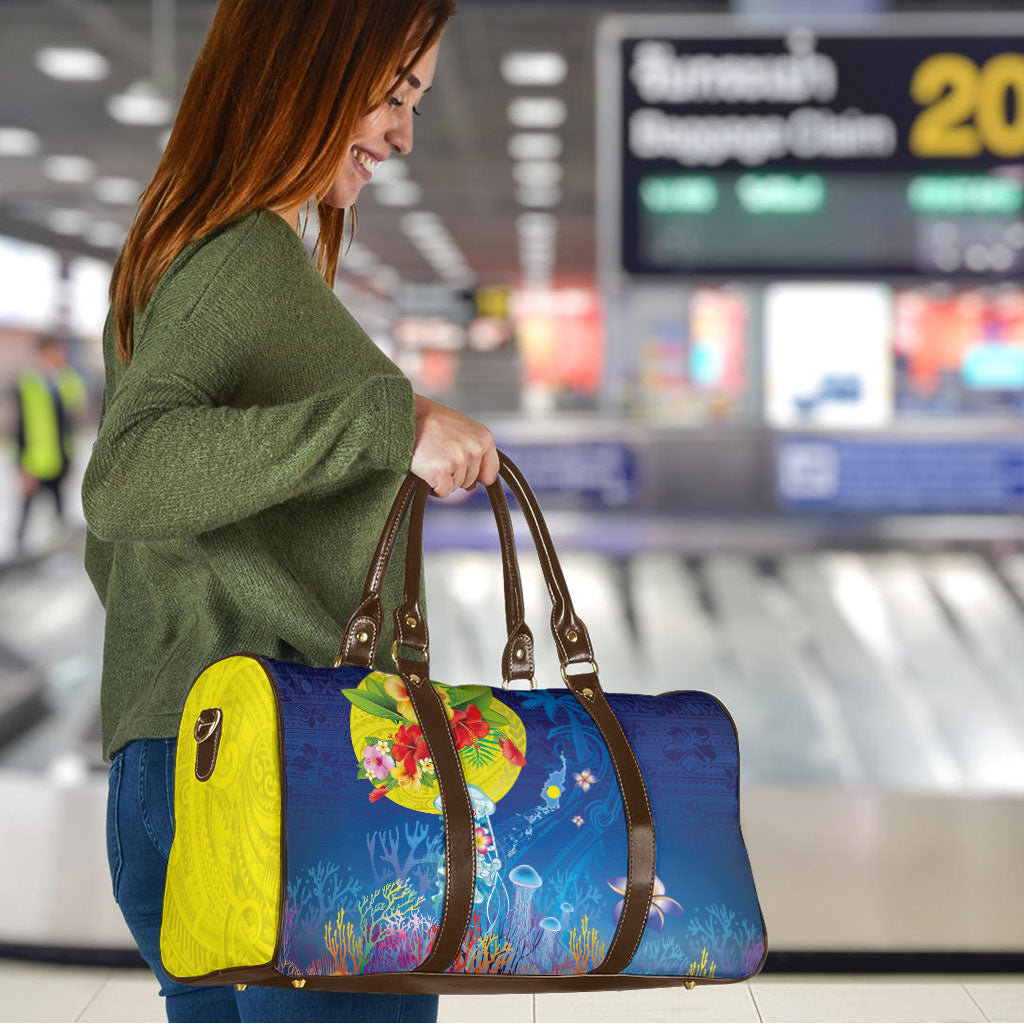 Palau Travel Bag Jellyfish with Coral Reefs Ocean Vibe and Tapa Pattern LT03 - Polynesian Pride