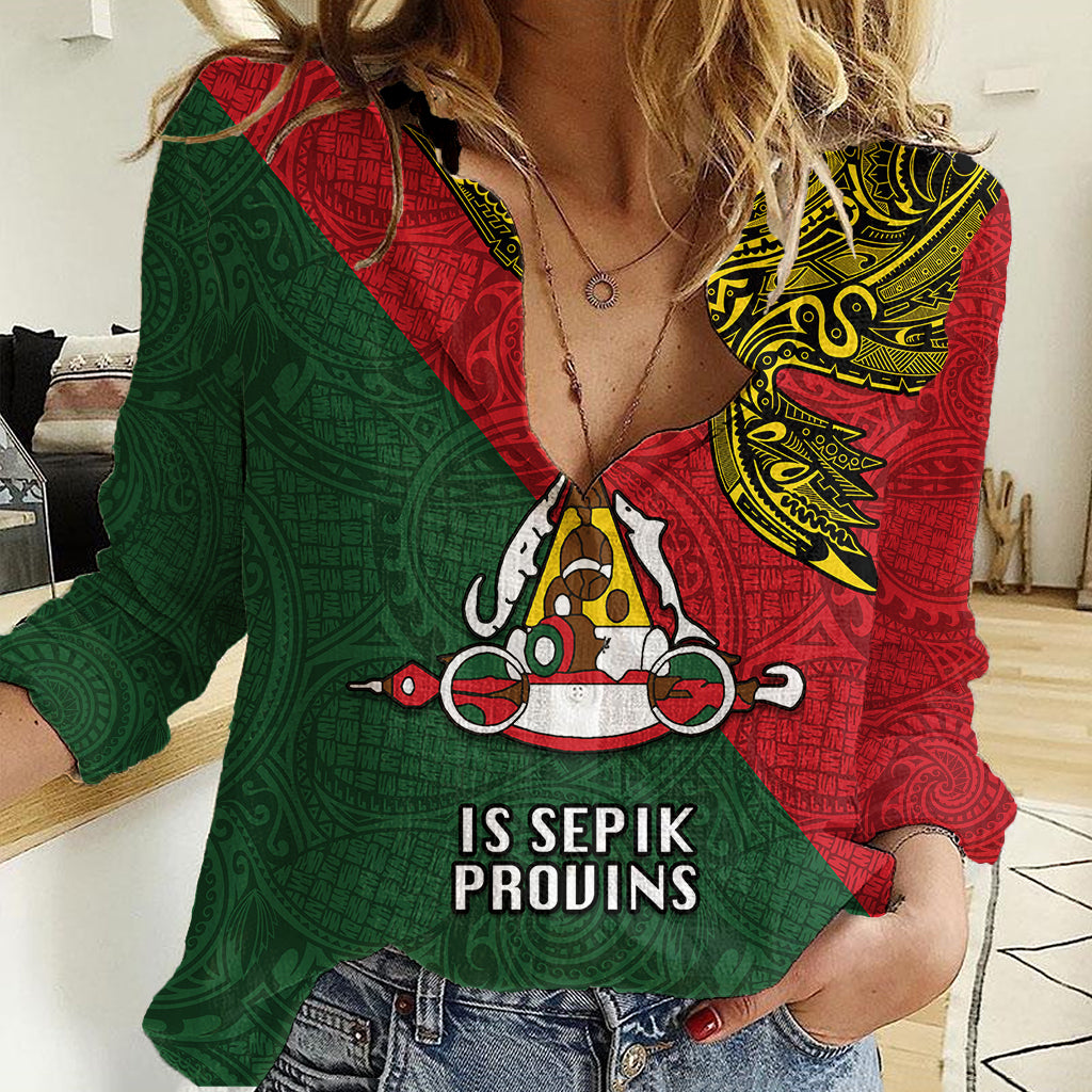 Papua New Guinea East Sepik Province Women Casual Shirt PNG Birds Of Paradise Polynesian Arty Style LT03 Female Green - Polynesian Pride