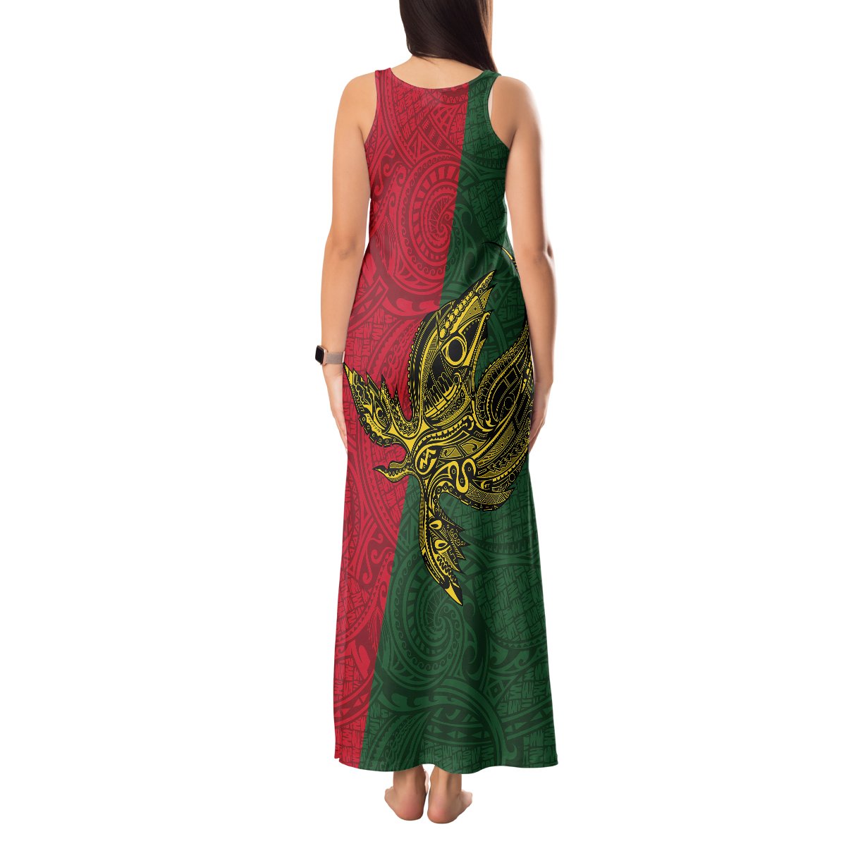 Custom Papua New Guinea East Sepik Province Tank Maxi Dress PNG Birds Of Paradise Polynesian Arty Style LT03 - Polynesian Pride