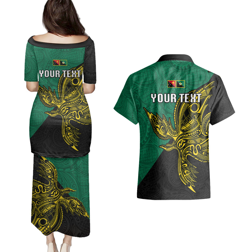 Custom Papua New Guinea Enga Province Couples Matching Puletasi Dress and Hawaiian Shirt PNG Birds Of Paradise Polynesian Arty Style LT03 - Polynesian Pride