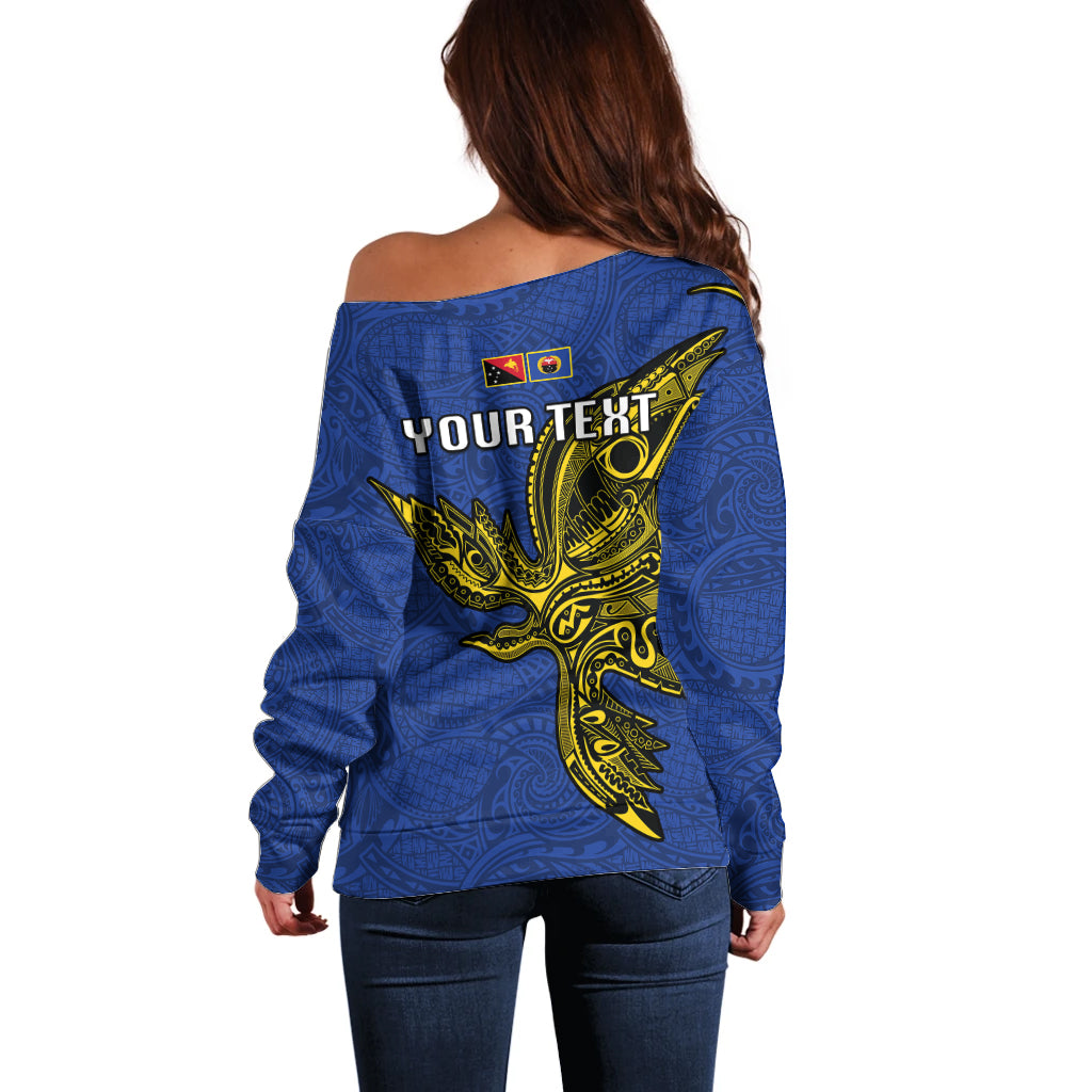 Custom Papua New Guinea Gulf Province Off Shoulder Sweater PNG Birds Of Paradise Polynesian Arty Style LT03 - Polynesian Pride