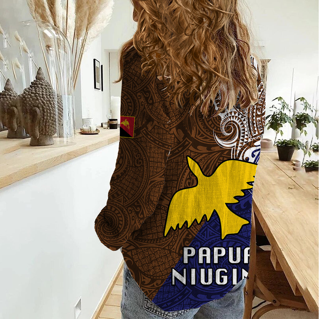 Papua New Guinea Manus Province Women Casual Shirt PNG Birds Of Paradise Polynesian Arty Style LT03 - Polynesian Pride